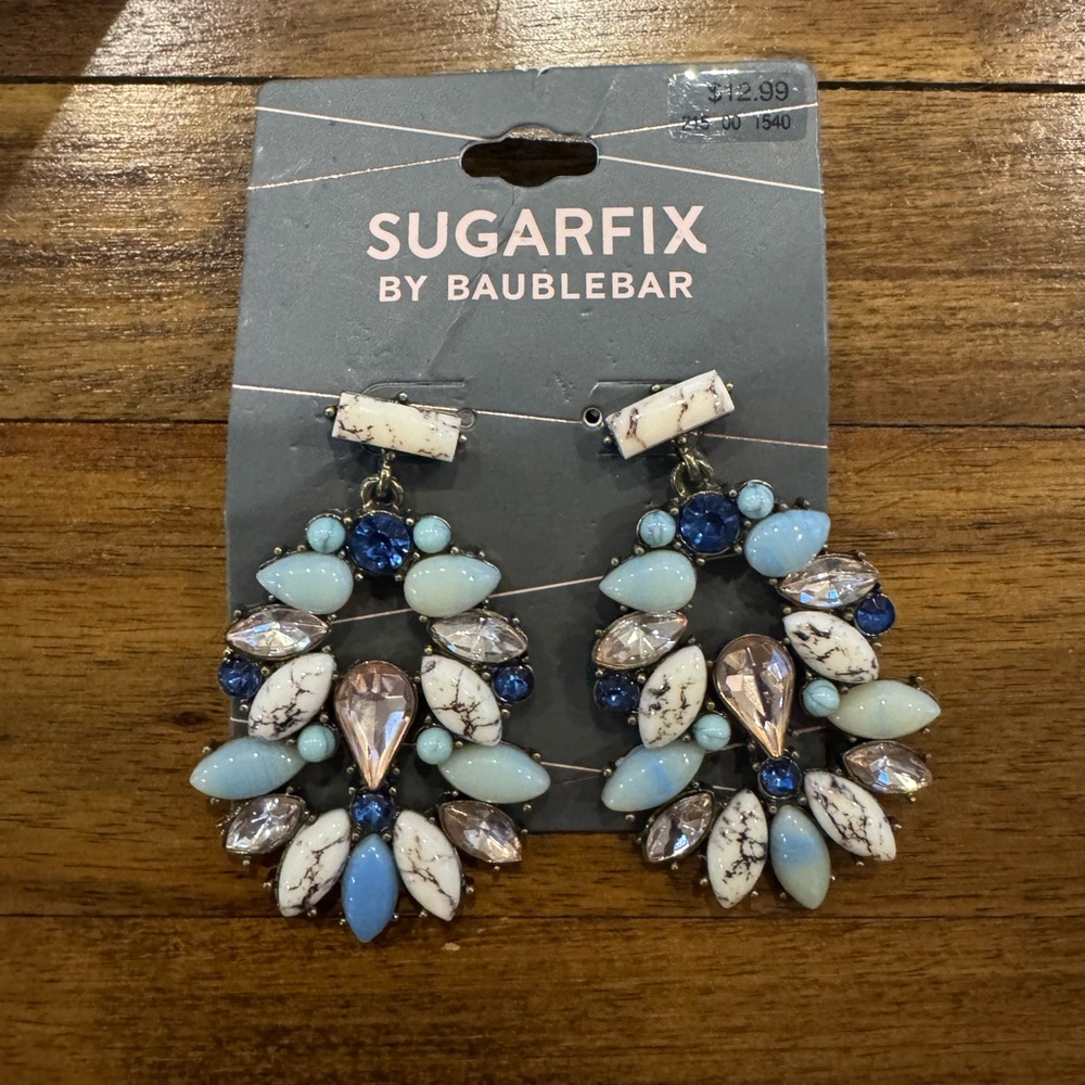 BaubleBar Sugarfix Blue and White Drop Earrings